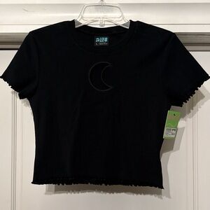 NWT Alab Black Moon Crop Tee with Lettuce Edge